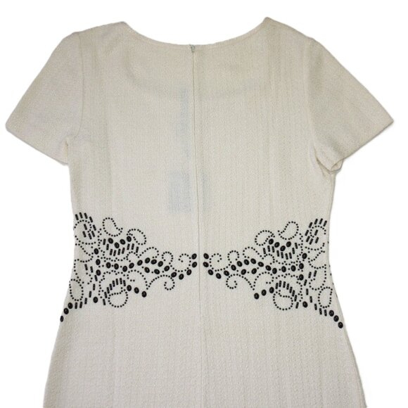 NWT St. John Sheath in Bright White Black Studded Embellished Tweed Dress 8 - Picture 8 of 10